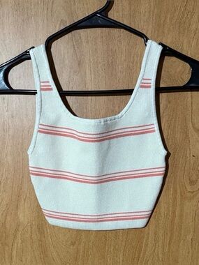 Babaton Cream Tank Top with Coral Stripes